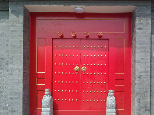 开阳中国传统四合院系列朱红色中式木制大门木作